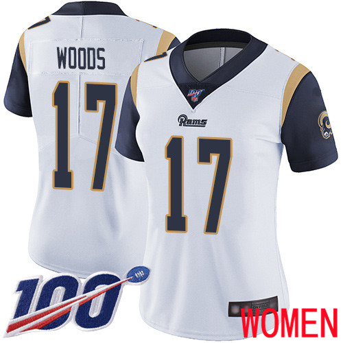 Los Angeles Rams Limited White Women Robert Woods Road Jersey NFL Football 17 100th Season Vapor Untouchable